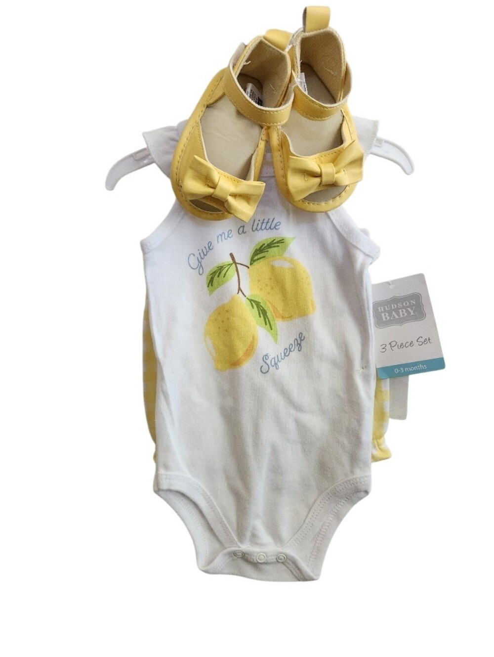 Baby Yellow Lemon One-Piece Bodysuit - 3 Piece Set Sz 0/3 Months Nwt